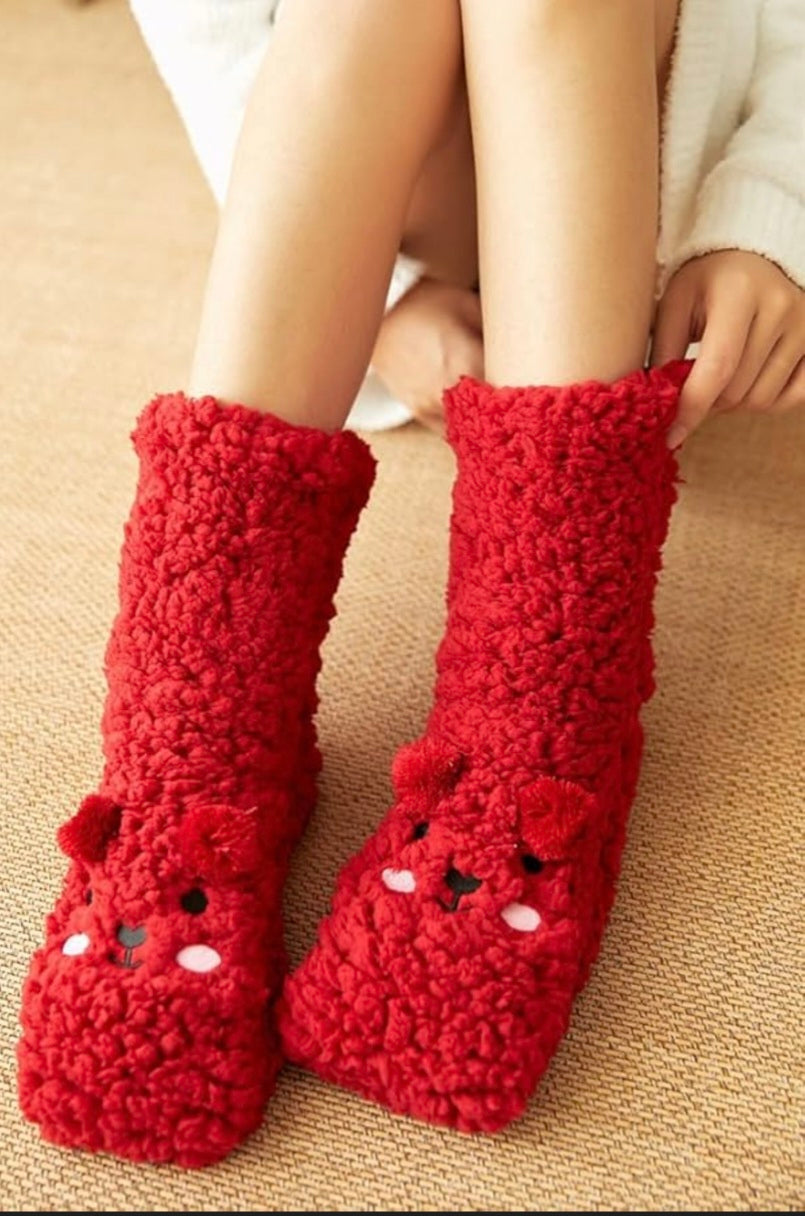 Cute bear fluffy socks